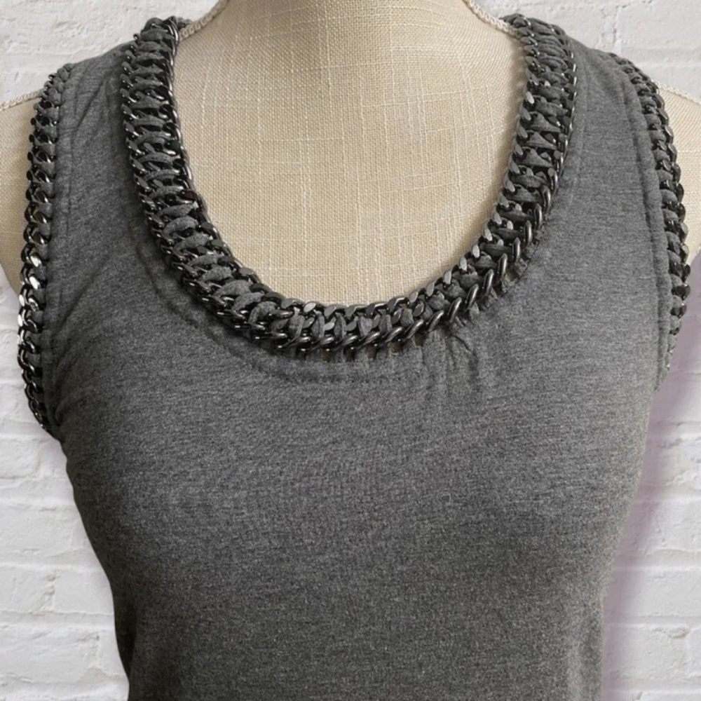 ALL SAINTS - Itita Vest Chain Neck Line Charcoal Tank Top Size 4 - Picture 8 of 9